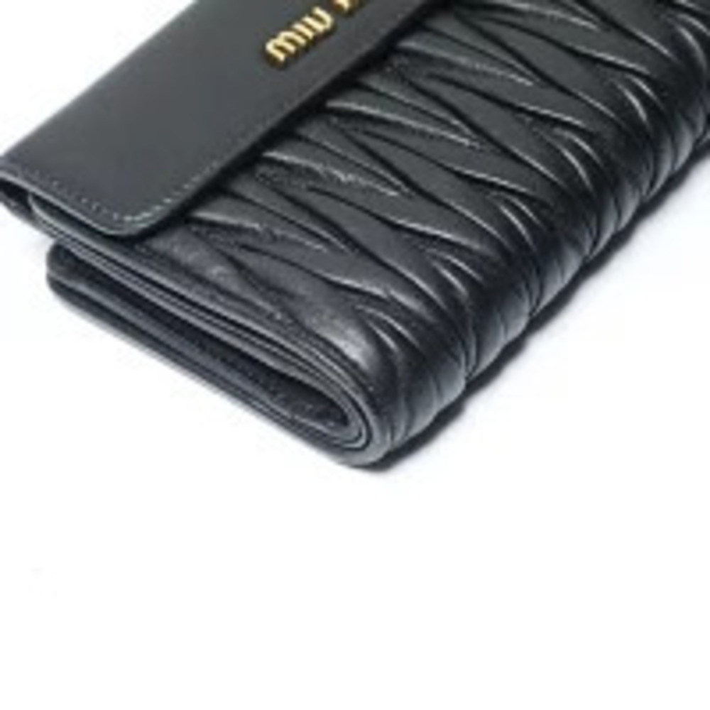 Miu Miu Leather Matelasse Tri fold Wallet Black - Picture 4 of 10